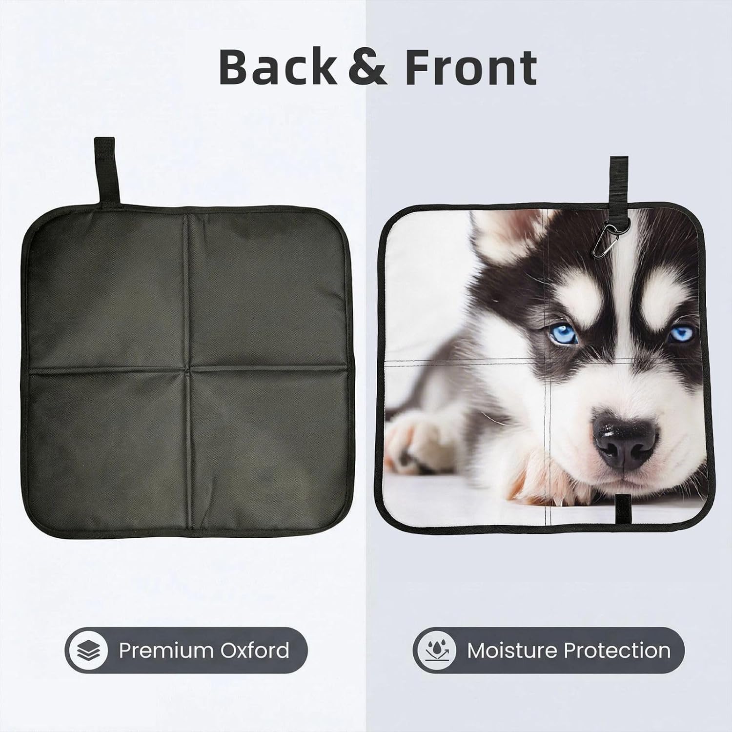 (Husky Dog) Sitting Pad Foldable Seat Cushion Lightweight Camping Seat Mat with Hook for Outdoor Hiking Picnic Camping