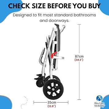 3-in-1 Shower Commode Wheelchair | Foldable Aluminium Wheeled Shower Chair with Padded Seat & Backrest | Removable Commode Bucket & Front Clip Brakes | Attendant-Pushed Indoor Toilet Chair