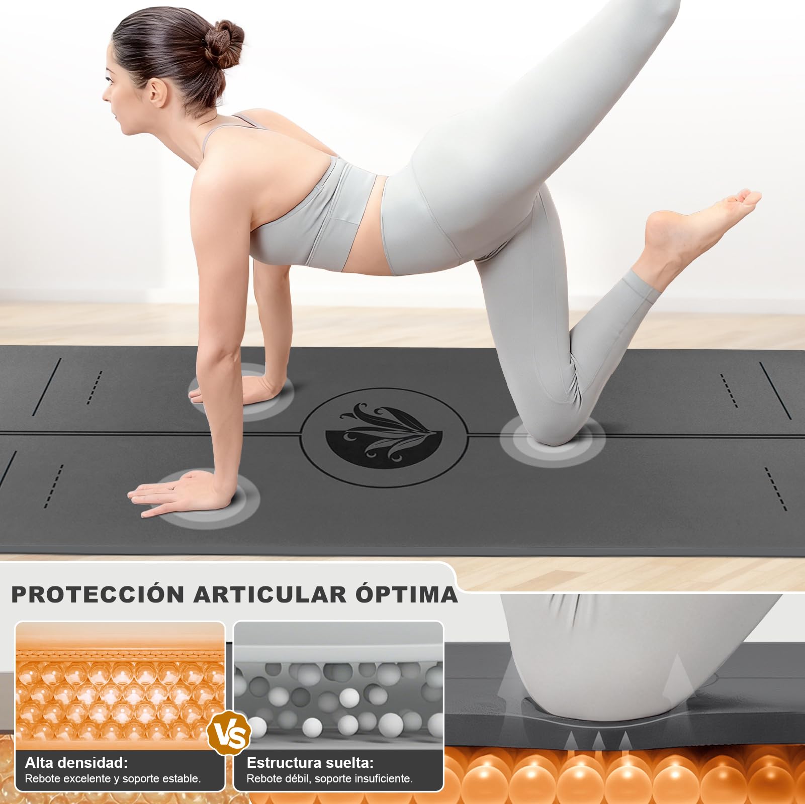Esterilla Yoga Antideslizante con Marcas de Alineación, ECO materiales, Extra Gruesa Duradera Yoga Mat, para Pilates, Yoga, Ejercicio y Hot Yoga con Correa