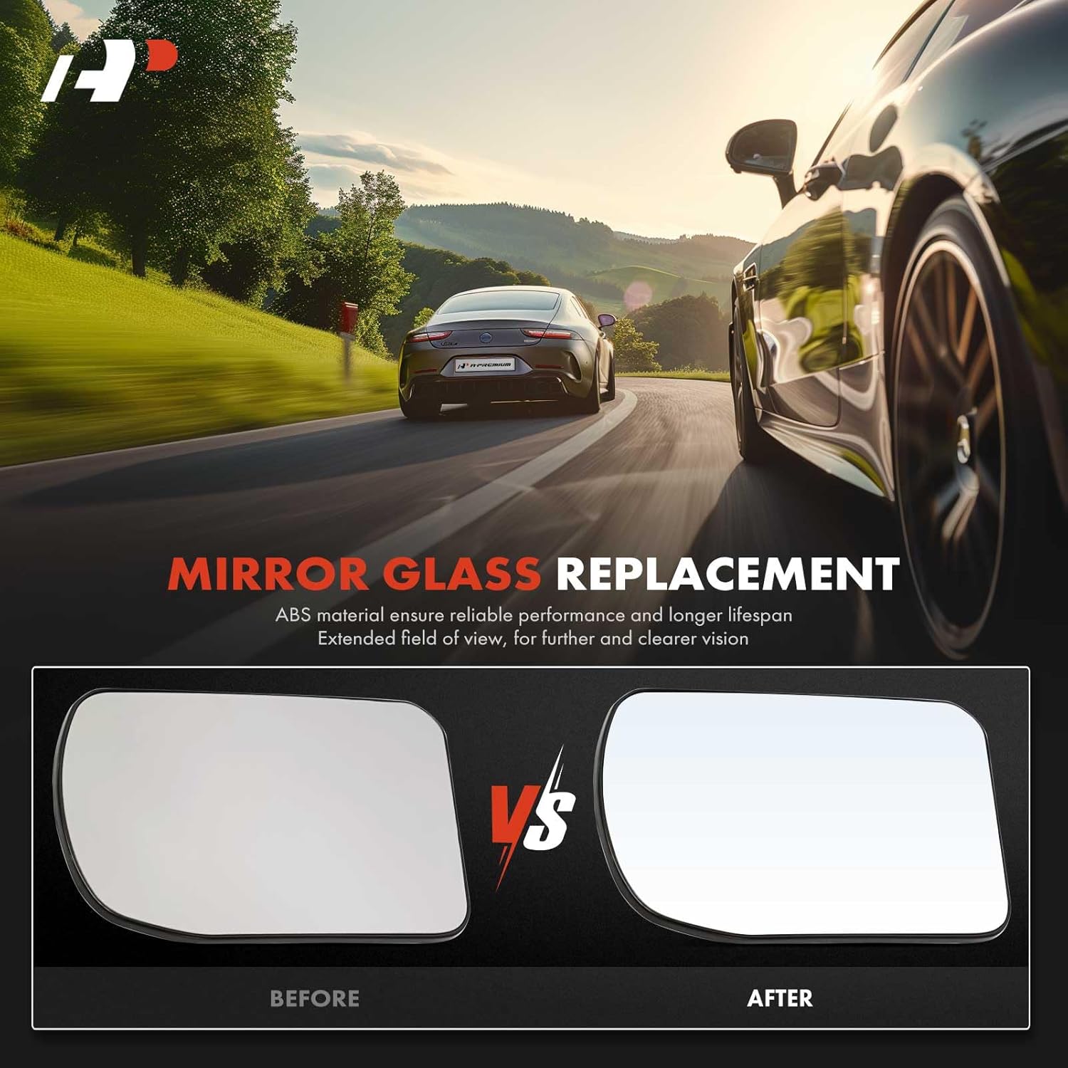 A-Premium Left Driver Side Non-Heated Mirror Glass with Backing Plate - Compatible with Nissan Altima 2007 2008 2009 2010 2011 2012 2013, 2.5L - Exterior Side View Flat Mirror, Replace # 96302JB15E