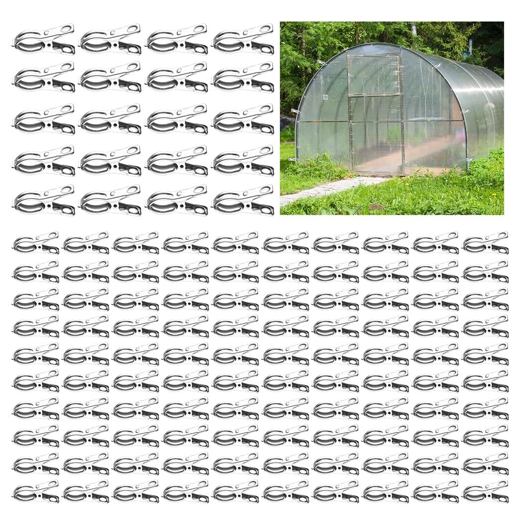 120 Stück Gartenclips, Edelstahl-Clips mit 3,1 cm Öffnung, Gewächshaus-Clips, Reifenklemmen für Schattentuch oder Pflanzenabdeckungsnetz, griffig, robust, Gewächshauszubehör