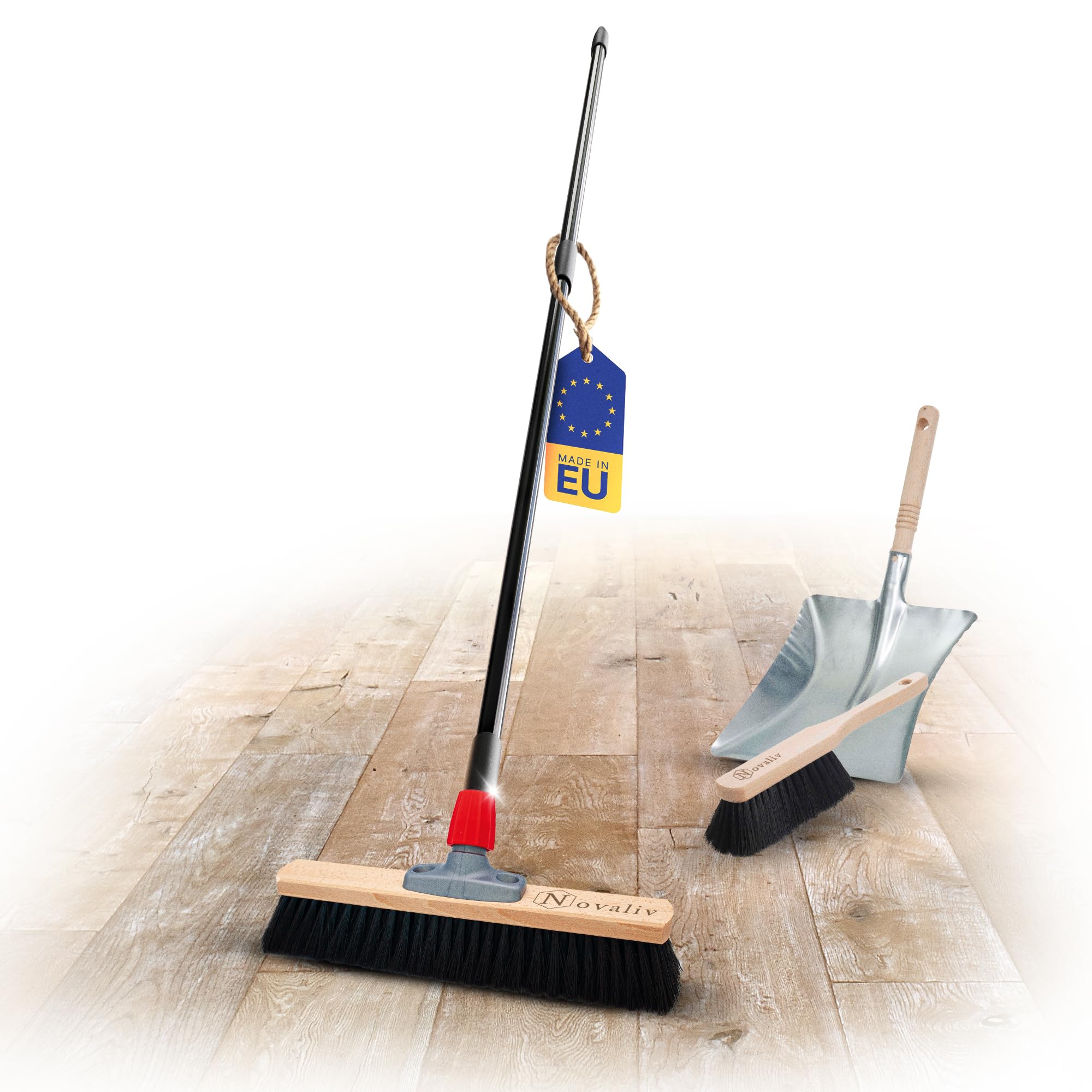 Novaliv - Escoba para sauna (pelo natural, 40 cm, escoba sin mango, cerdas de crin negras, suave y fina, escoba para habitaciones y patios)