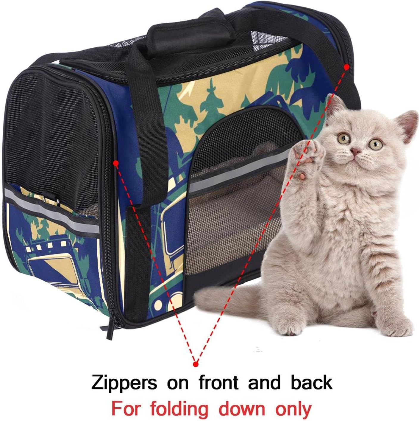 ポスター 車 ペットパック ペットキャリーバッグ 猫・小型犬用 マット付き 通気性 軽量 携帯しやすい 車載/旅行/通院/アウトドア