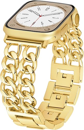 Anaiboho - Correa de metal compatible con Apple Watch Ultra Series 8 SE 7 6 5 4 3 2 1, correas elegantes para iWatch para mujeres y hombres, diseño