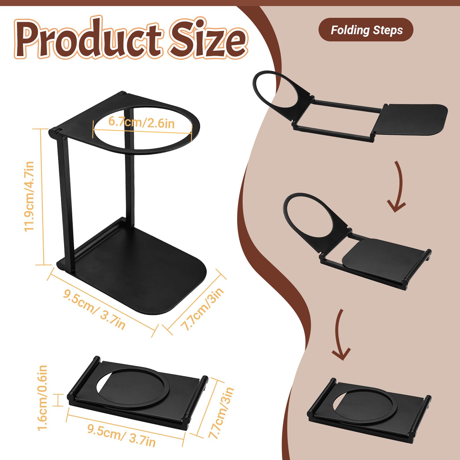 Soporte portátil para cafetera, soporte plegable de aluminio para goteo de café para máquinas de espresso, compacto para camping y uso doméstico (1 Piece Black)