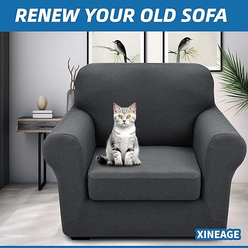 Vista 129 de XINEAGE Funda reclinable de 4 piezas de jacquard elástica con bolsillo, protector de silla reclinable lavable para niños, mascotas, perros y gatos