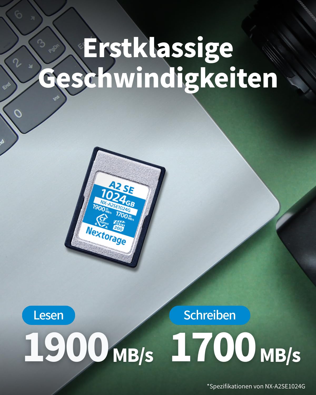 Nextorage CFexpress Typ A Karte 512GB, VPG200 japanische speicherkarte datenspeicher CF Express Type A Card, Kamera Zubehör für Sony/Fujifilm, A2SE NX-A2SE512G