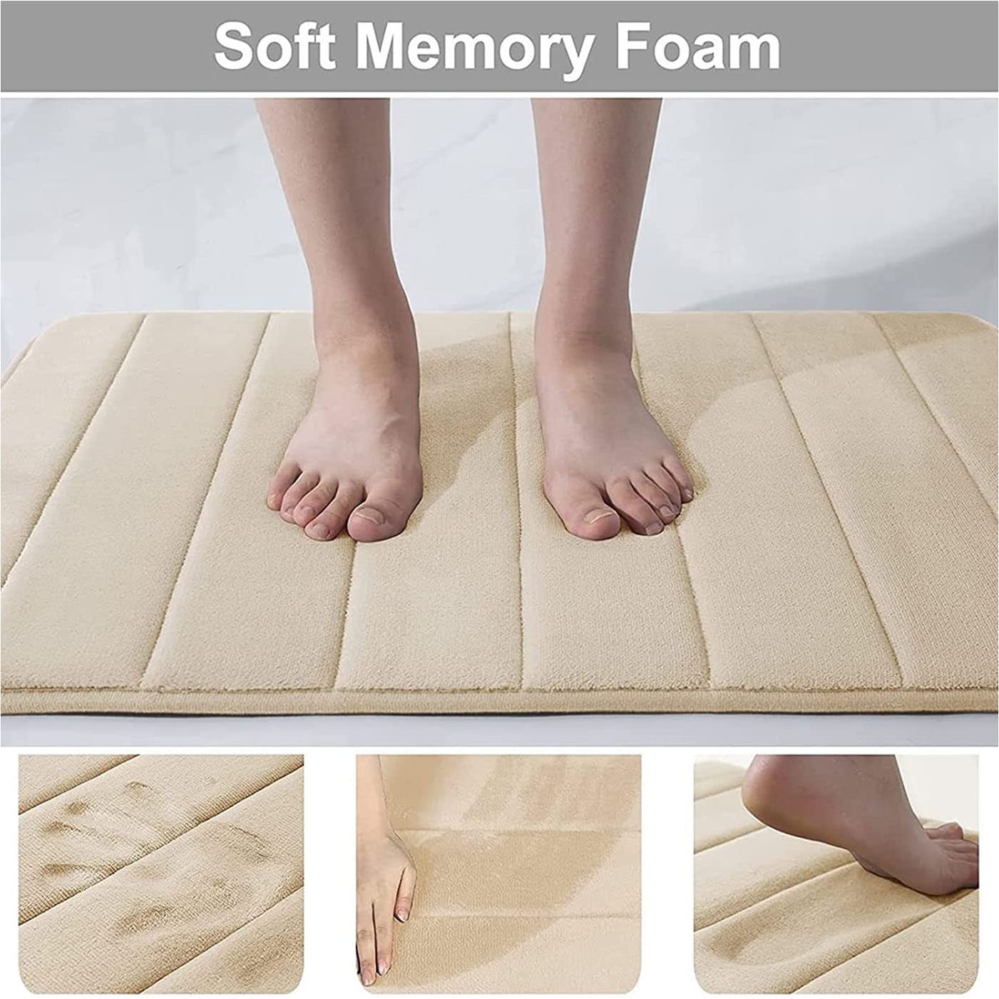 ZLZNX Memory Foam Badvorleger Super Weich Badteppiche rutschfest Badezimmerteppich Koralle Fleece Badematten für Badezimmer Küche,10,60X90cm