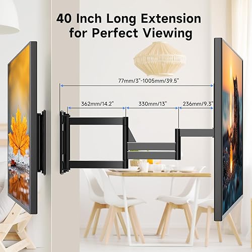 Miniatura 8 de Suptek Soporte de TV de movimiento completo de 40" para televisores de 32-82", máximo de 132 libras, VESA 23.622x15.748 in. Ajuste giratorio,