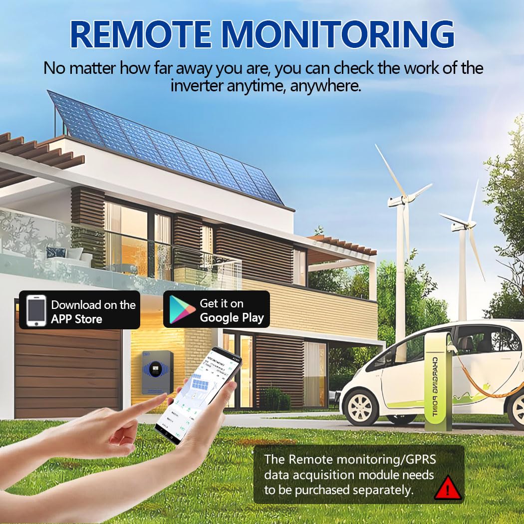 Y&H 4200W Hybrid Solarwechselrichter mit Zwei Batteriespannungen 12V 24V ntegriertem MPPT 100A Solarladegerät maximaler PV Leistung 4000W Eingang mit BMS WLAN Kommunikation netzunabhängiger