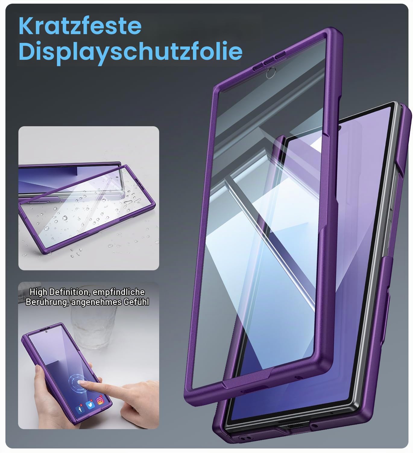 Vihibii für Samsung Z Fold 7 Hülle mit Kartenfach, Lila
