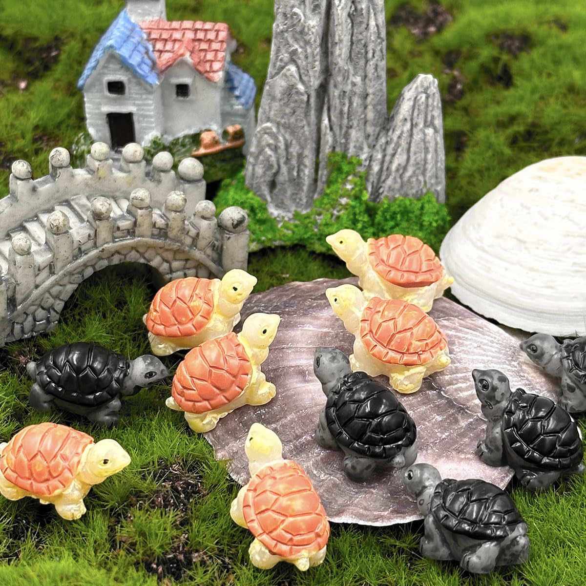 48Pcs Luminous Mini Resin Turtles - 6 Colors, Glow In The Dark, 2.7x1cm, For Fairy Gardens & Crafts