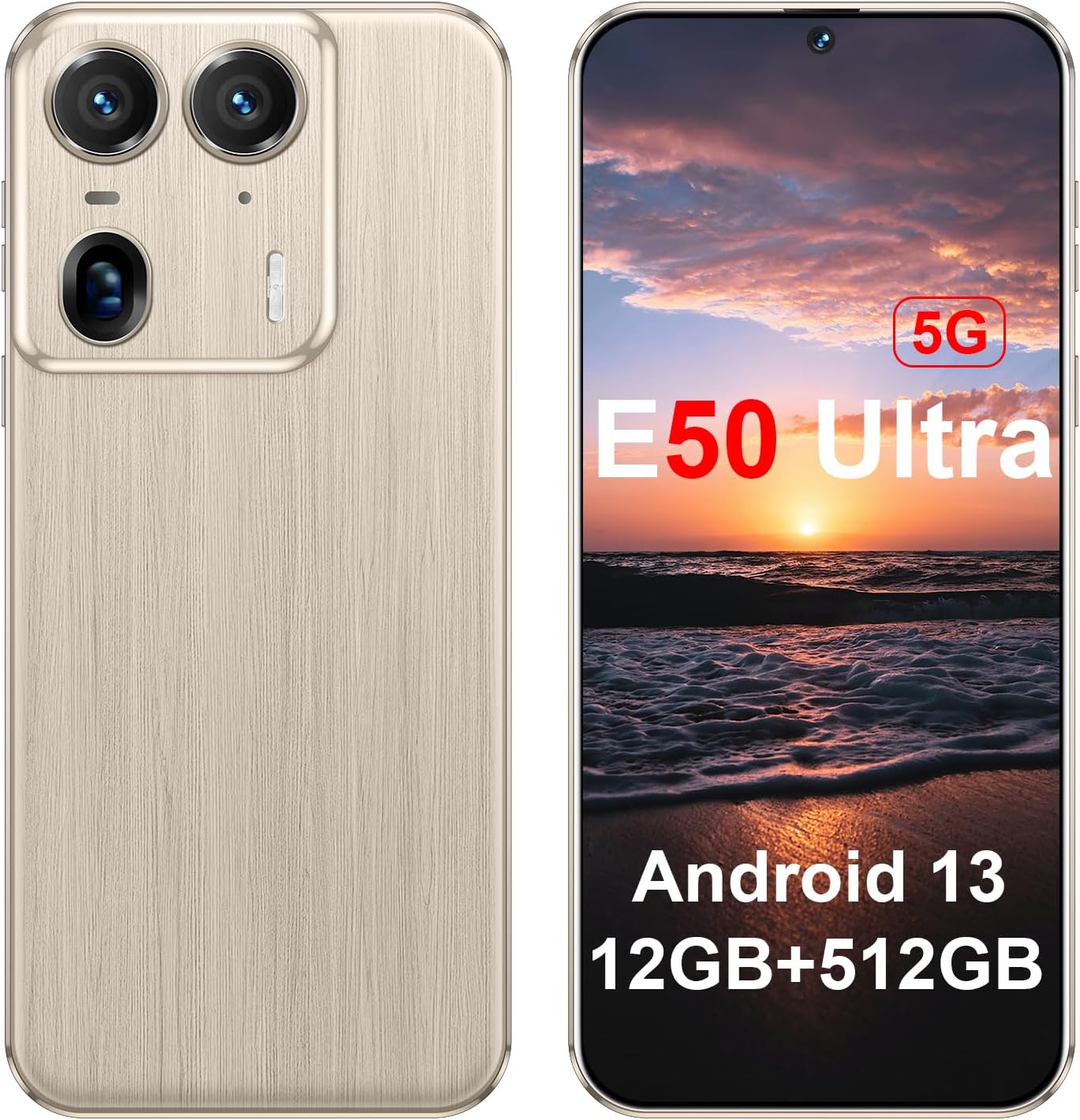 E50 Ultra 5G Unlocked CellPhones 2025 Android 13 Android Phone 6.8-inch HD Screen 48MP+108MP Camera 12GB+512GB 10-Core Smartphone 6800 mAh Long Battery Dual SIM(Golden) E50 Ultra 5G Unlocked CellPhones 2025 Android 13 Android Phone 6.8-inch HD Screen 48MP+108MP Camera 12GB+512GB 10-Core Smartphone 6800 mAh Long Battery Dual SIM(Golden)