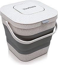 YourCasa® Bio Mülleimer faltbar - 4L Biomülleimer Küche klein mit geruchsdichtem Aktivkohlefilter-Deckel - spülmaschinenfest - auch ideal für Camping & Wohnmobil - Behälter für Biomüll (Grau)