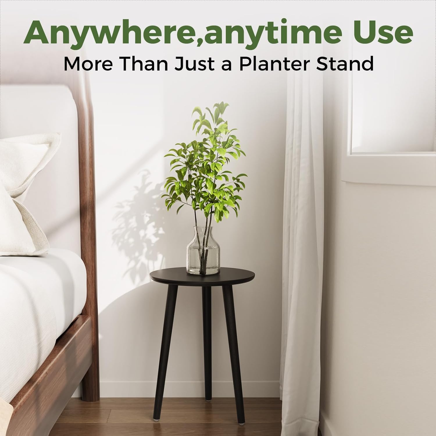 Leaf&lull Tall Plant Stand Indoor Black Plant Table for Large Plants Wooden Plant Stool Plant Holder for Living Room Bedroom Balcony
