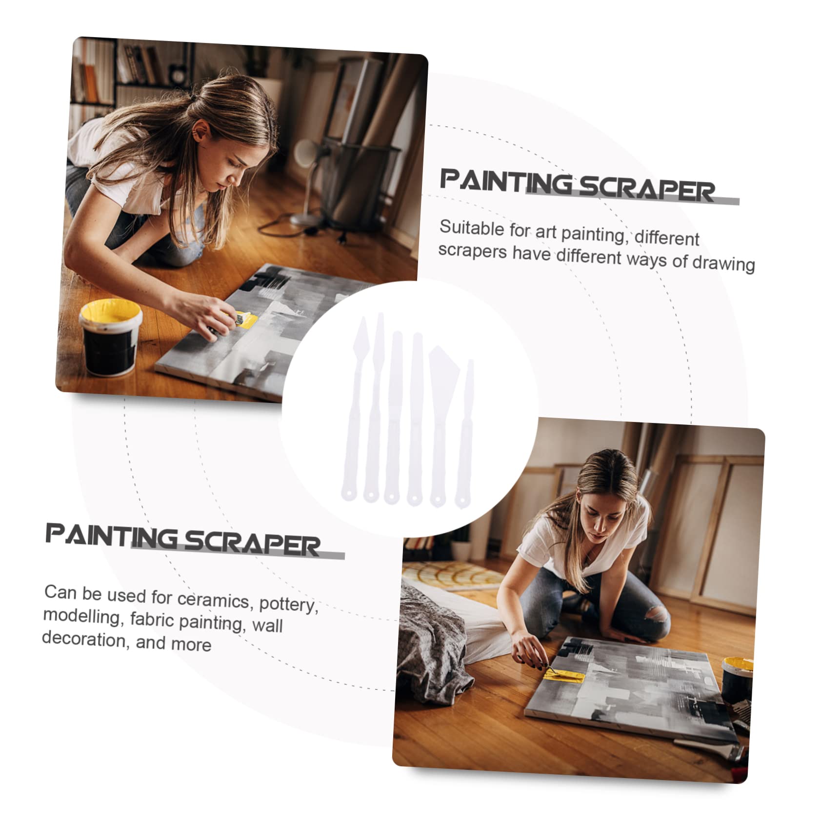 Gadpiparty 5 Set Spatole Per Pittura Ad Olio Con Lungo Raschietti Resistente Per Miscelazione Colori Palette Portatile Per Impugnatura Ergonomica E Durevole 30 Pezzi*5