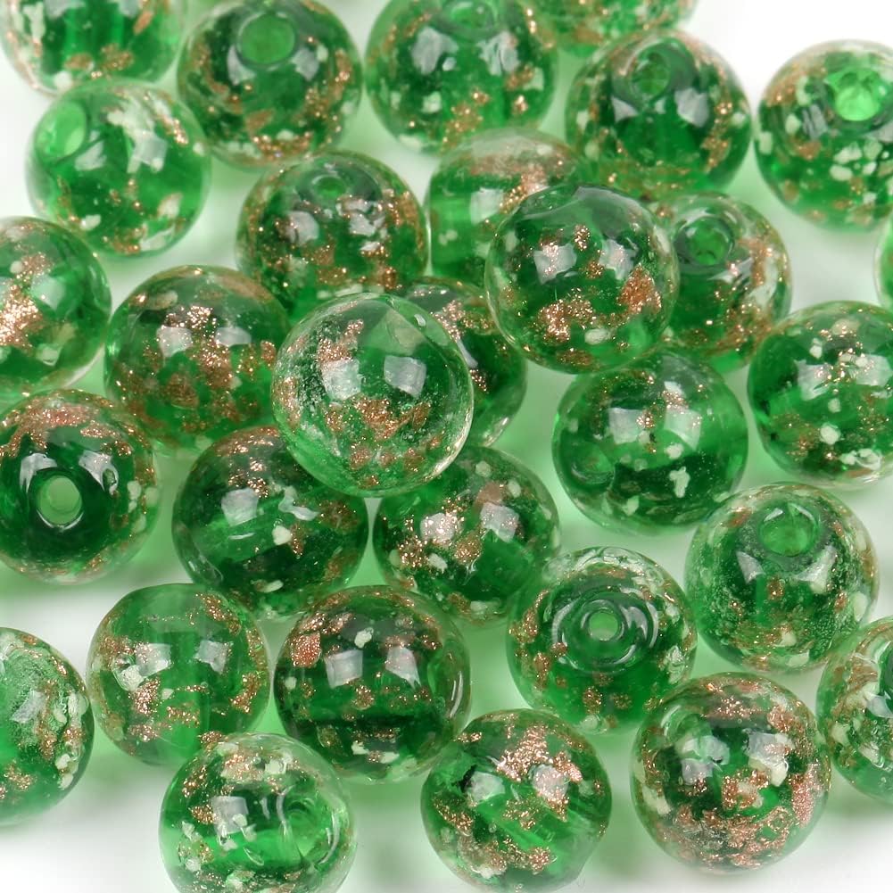 100PCS Assorted Glow in The Dark Beads,8 mm Luminous Glass Beads European Lampwork Round Beads Glow Crystal Loose Beads for DIY Craft Bracelet Jewelry Making (Black)