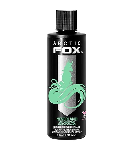 Arctic Fox Semi-Permanent Hair Color Dye, Vegan & Cruelty-Free, Pastel Mint Green, Conditioning, Ammonia-Free, Peroxide-Free, Long Lasting, For All Hair Types, 8 Fl Oz, Neverland - NEVERLAND - 8 Fl Oz (Pack of 1)