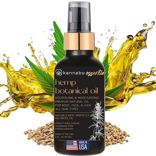 Kannabu Aceite botánico puro de cáñamo para piel, cabello, uñas y cuerpo (cáñamo natural, 2 onzas líquidas, paquete de 1)