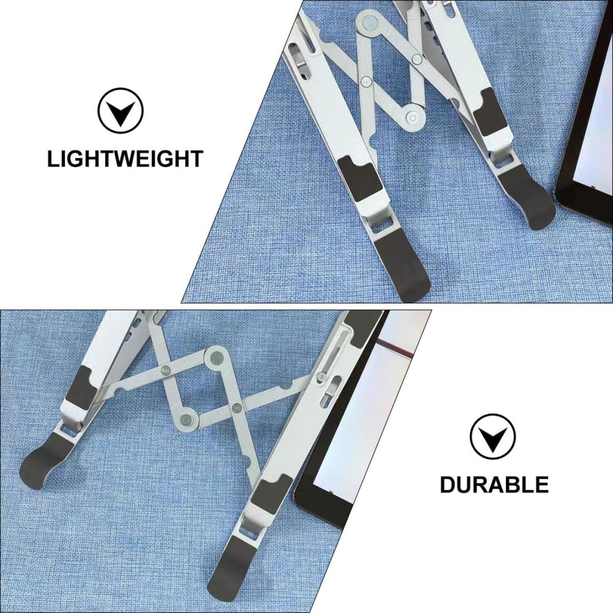 Aluminum Alloy Laptop Stand with 7-Level Height Adjustment and Cooling Rack, Portable Notebook Holder with Velvet Bag for Home and Office Use, Silver image 5