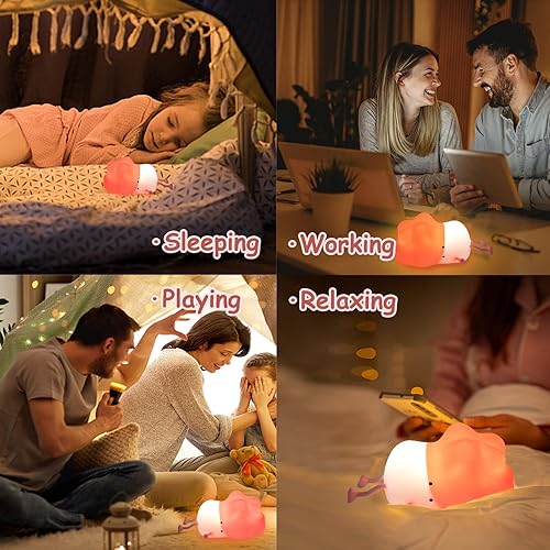 Miniatura 5 de GREAFURN Linda luz nocturna para niños luz nocturna de silicona para habitación de niños lámpara de guardería blanda recargable Kawaii para