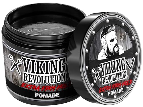 Vista 2 de Viking Revolution Pomada de sujeción extrema para hombres – Estiliza y termina tu cabello – Extra firme, fuerte agarre y alto brillo para hombres