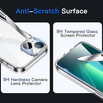 JETech 5 in 1 Case for iPhone 13 Anti-Yellowing Clear
