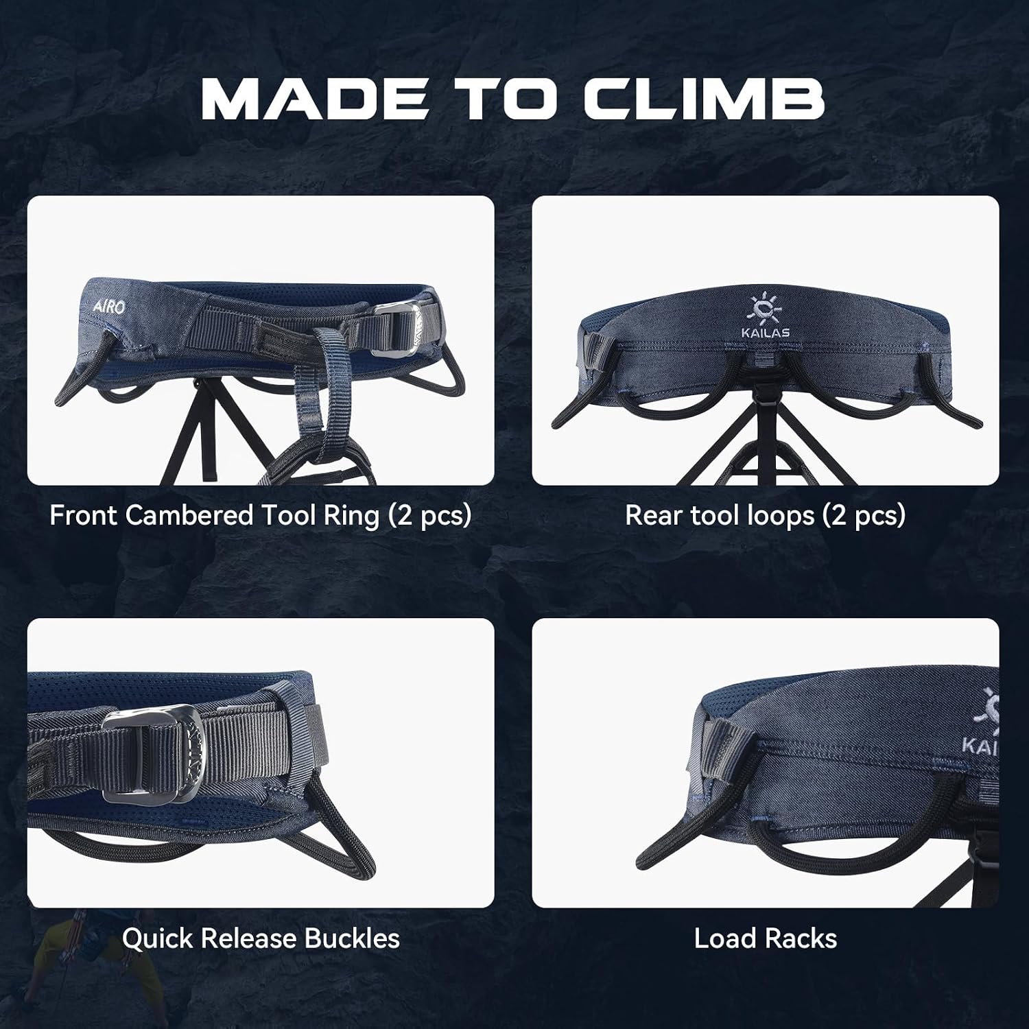 KAILAS Airo Rock Climbing Harness Men Roofing Harness Safety Belt Mountaineering Rappelling Harness Women Adjustable