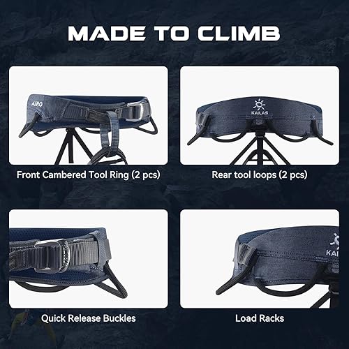 Miniatura 4 de KAILAS Airo Roca Escalada Arnés Hombres Montañismo Árbol Escalada Hielo Mujeres Medio Cuerpo Cinturón de Seguridad Rappel