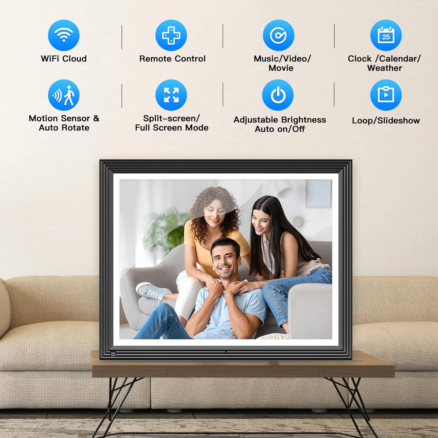 15-inch Smart Picture Frame Digital Calendar - 32GB Digital Frame Wall Mounted, Electronic Picture Frame, Instantly Share Photos or Video via App Email, Unlimited Cloud Storage, Gift for Father's Day