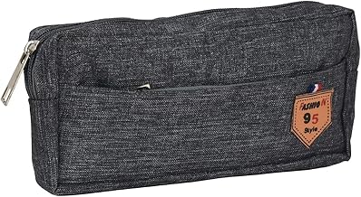 Multi-Utility Pocket Large Capacity Pencil Case Canvas Pouch with 3 Zippers School Supply for Students, Stationery Box, Space Pen/Pencil Box for Kids, Boys & Girls Gift (Pack of 1, Grey)