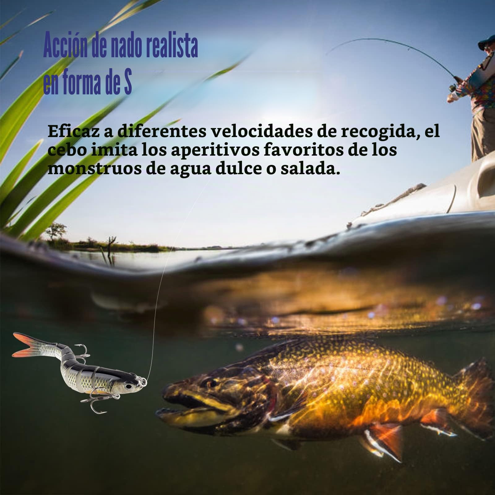 Señuelos de pesca, Cebos de Pescar Articulados Artificiales Señuelos Spinning, Multi articulado Pesca de Vida como Cebo Duro del senuelo, para Calamar Lubina Río Mar