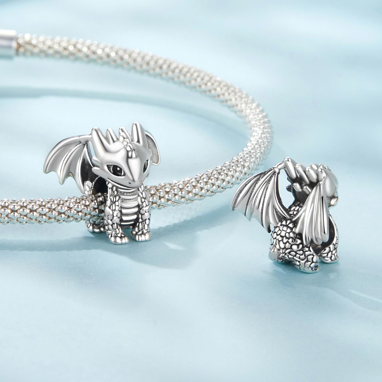 Charm Drago in Argento Sterling 925 - Ciondolo per Bracciali con Animali Carini, Regalo Compleanno Gioielli Dragons per Donna e Ragazze