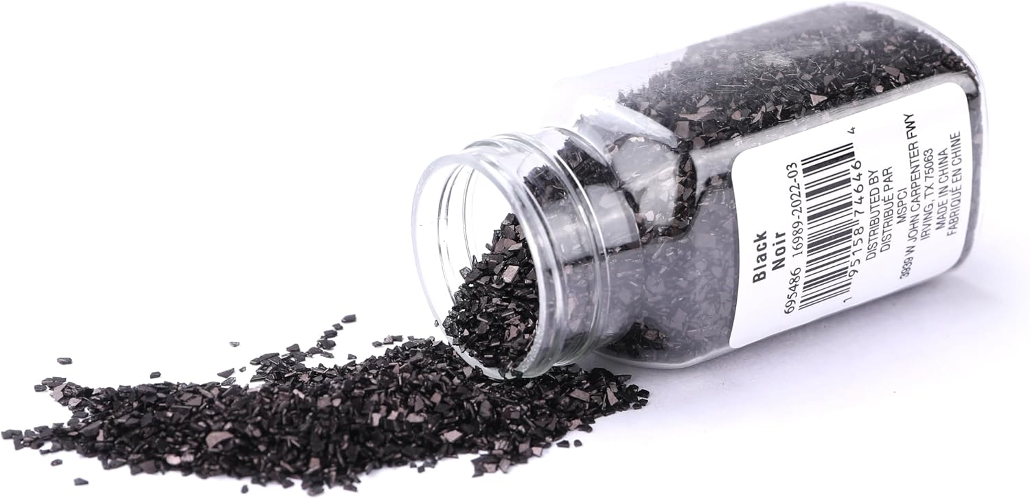 Black Glass Glitter by Recollections – 2.8 oz Jar, Decorative Crushed Glass for Crafting, Scrapbooking & Holiday Decor, 12 Pack