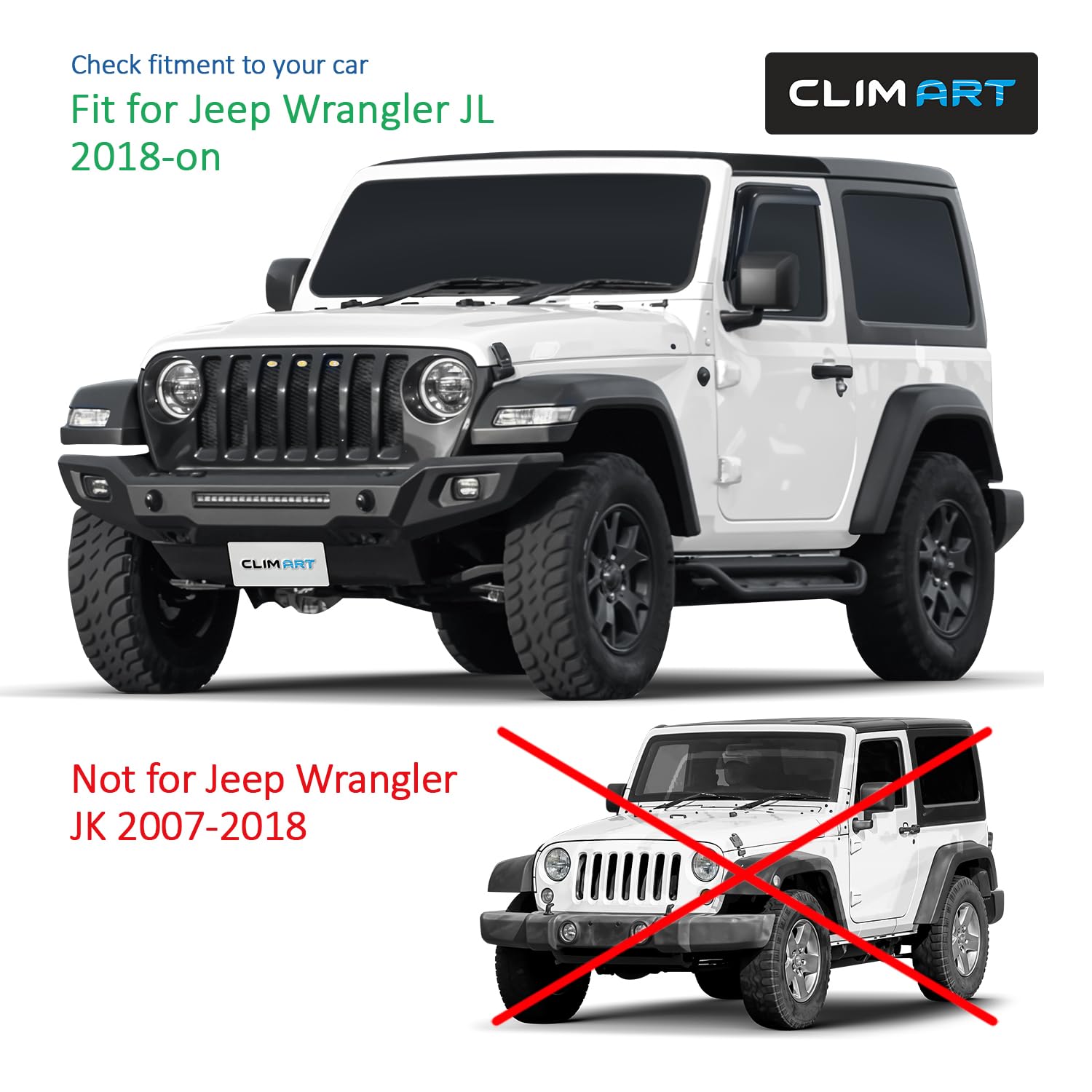 Vent Shades Rain Guards for Jeep Wrangler JL 2018-2025
