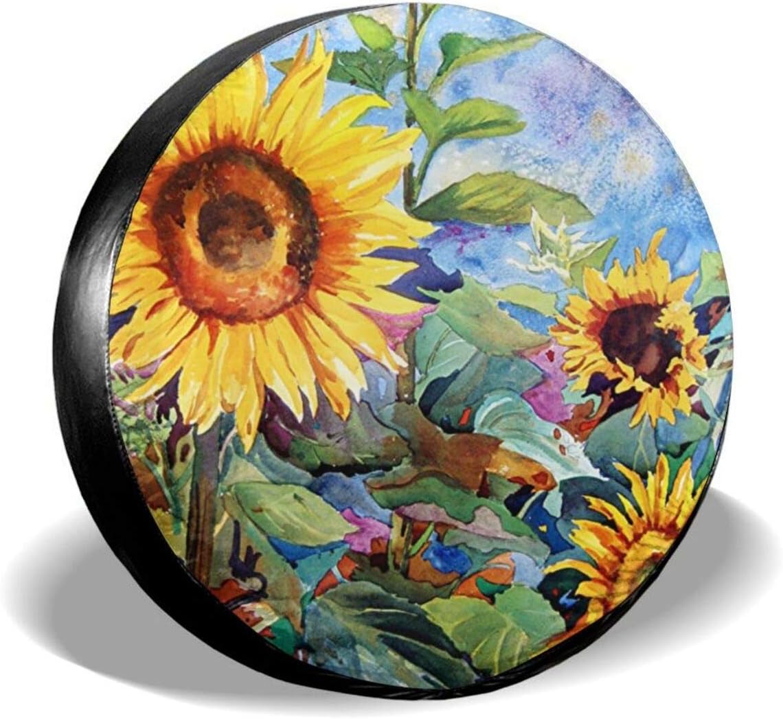 35% OFF Jrt84p@C Spare Tire Cover Bright Painting Selling and selling Color Wheel Sunflower