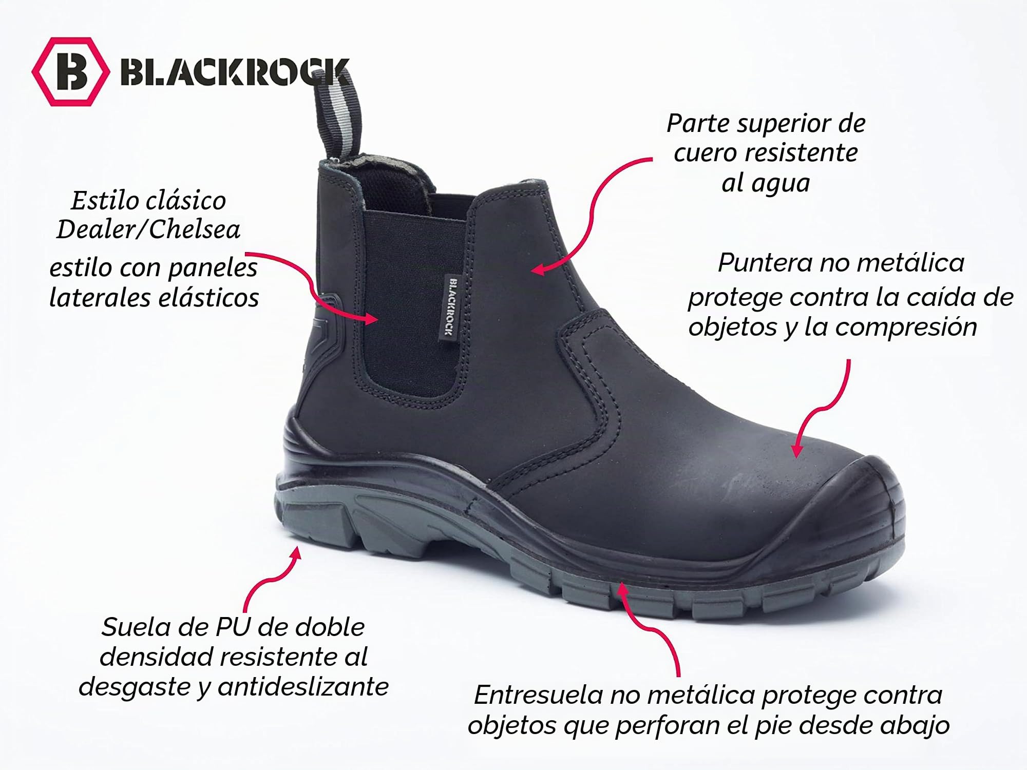 Blackrock Botas de seguridad compuestas Pendle, calzado ancho, con puntera compuesta, para hombre y mujer, botas de trabajo de seguridad sin cordones.
