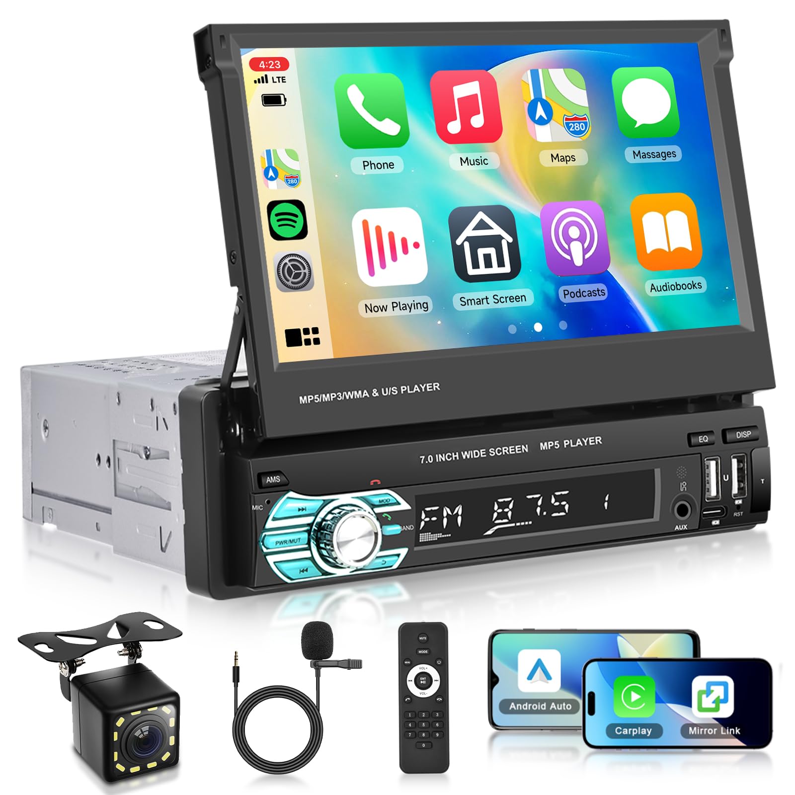 Amazon.com: Single Din 7 inch Flip Out Car Stereo Wireless CarPlay Amazon.com: Single Din 7 inch Flip Out Car Stereo Wireless CarPlay