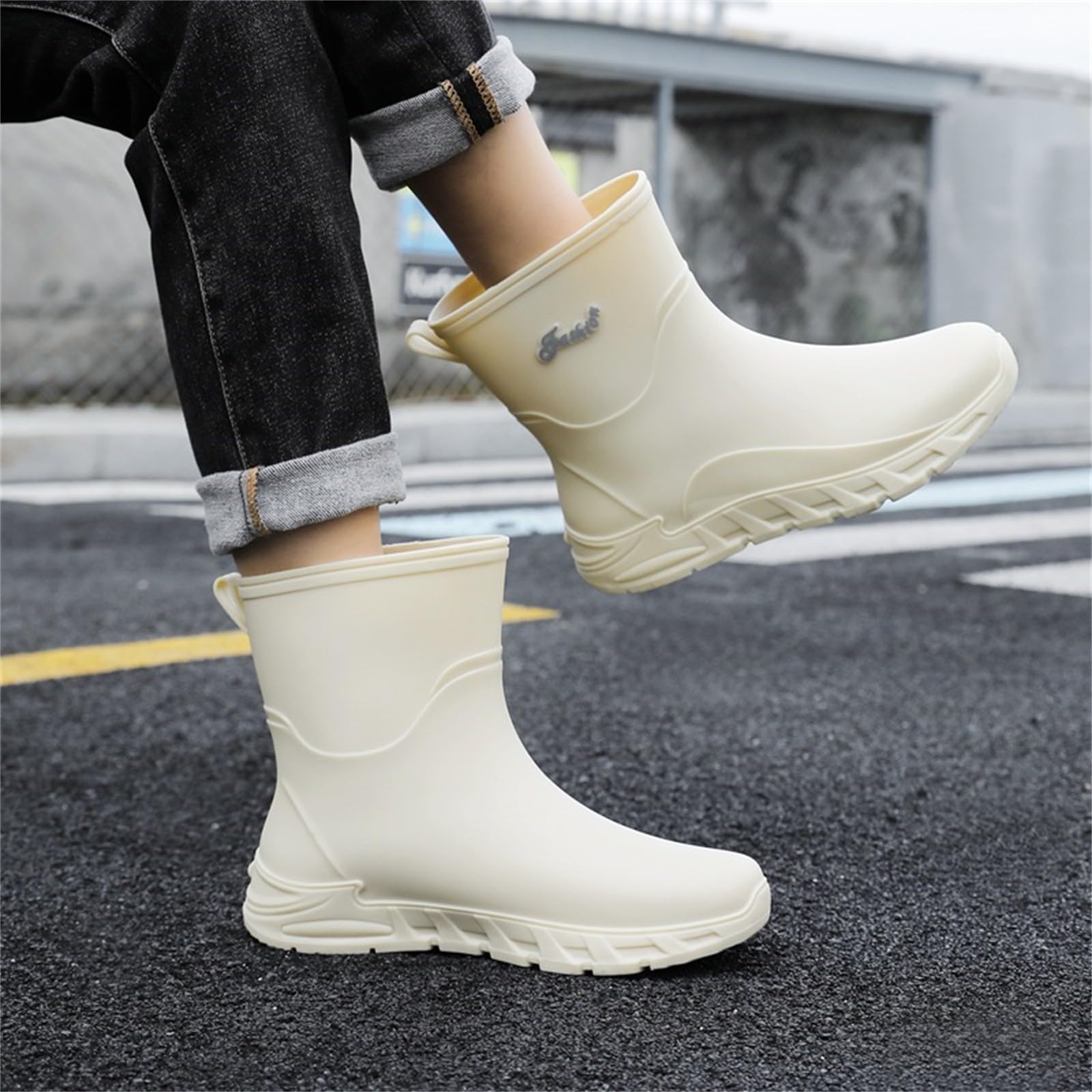 Generisch Stivaletti da pioggia corti da uomo, in pelle, estivi, unisex, per il tempo libero, da pesca, stivali in gomma, impermeabili, Chelsea Boots, stivali estivi impermeabili