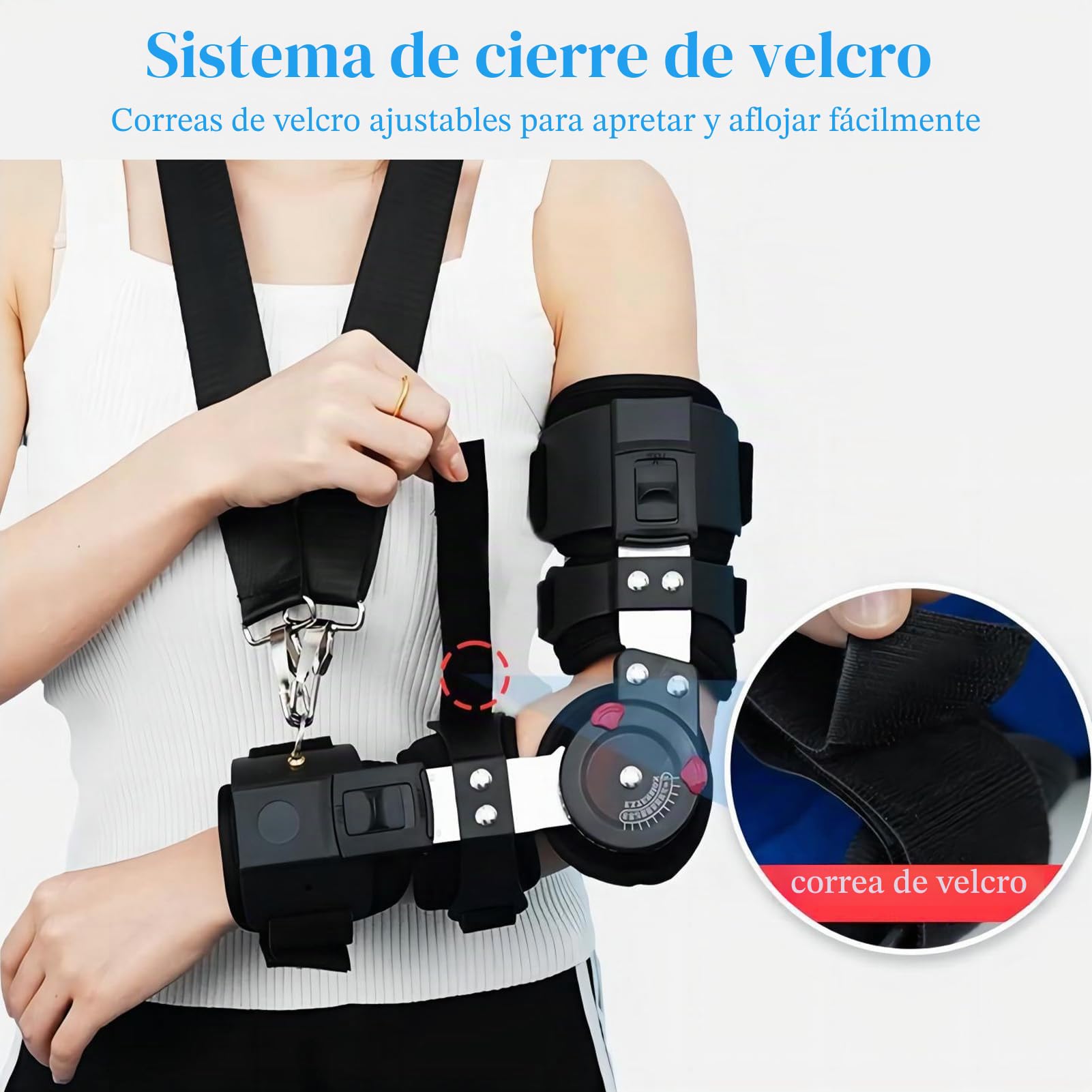 Férula De Codo Postoperatoria Ajustable con Bisagra Soporte De Brazo Ligero con Correa para Hombro Forro Extraíble para Rehabilitación Después De Cirugía,Right