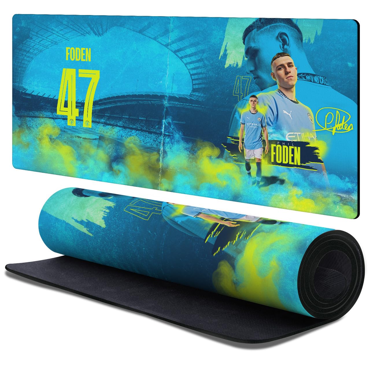 Head Case Designs Officially Licensed Manchester City Man City FC Foden Crest Kits & Players 37.4 x 15.75 x 0.16 inches (900 x 400 mm) - XL Gaming Office Desk PC Keyboard Mouse Mat Pad