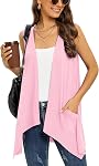 Veryoung Black Cardigan for Women Lightweight Dressy Casual Summer Cardigans Vest Drape Shrug Top with Pockets High Low Hem