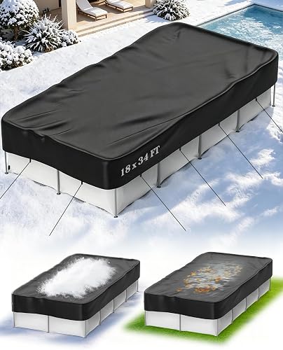 18x34 ft Rectangular Winter Pool Cover, Heavy Duty Pool Cover Protector