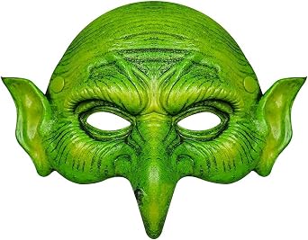 Soochat Witch Mask Scary Green Old Hag Mask Half Face Wizard Props for Halloween Horror Cosplay Party Costume Props