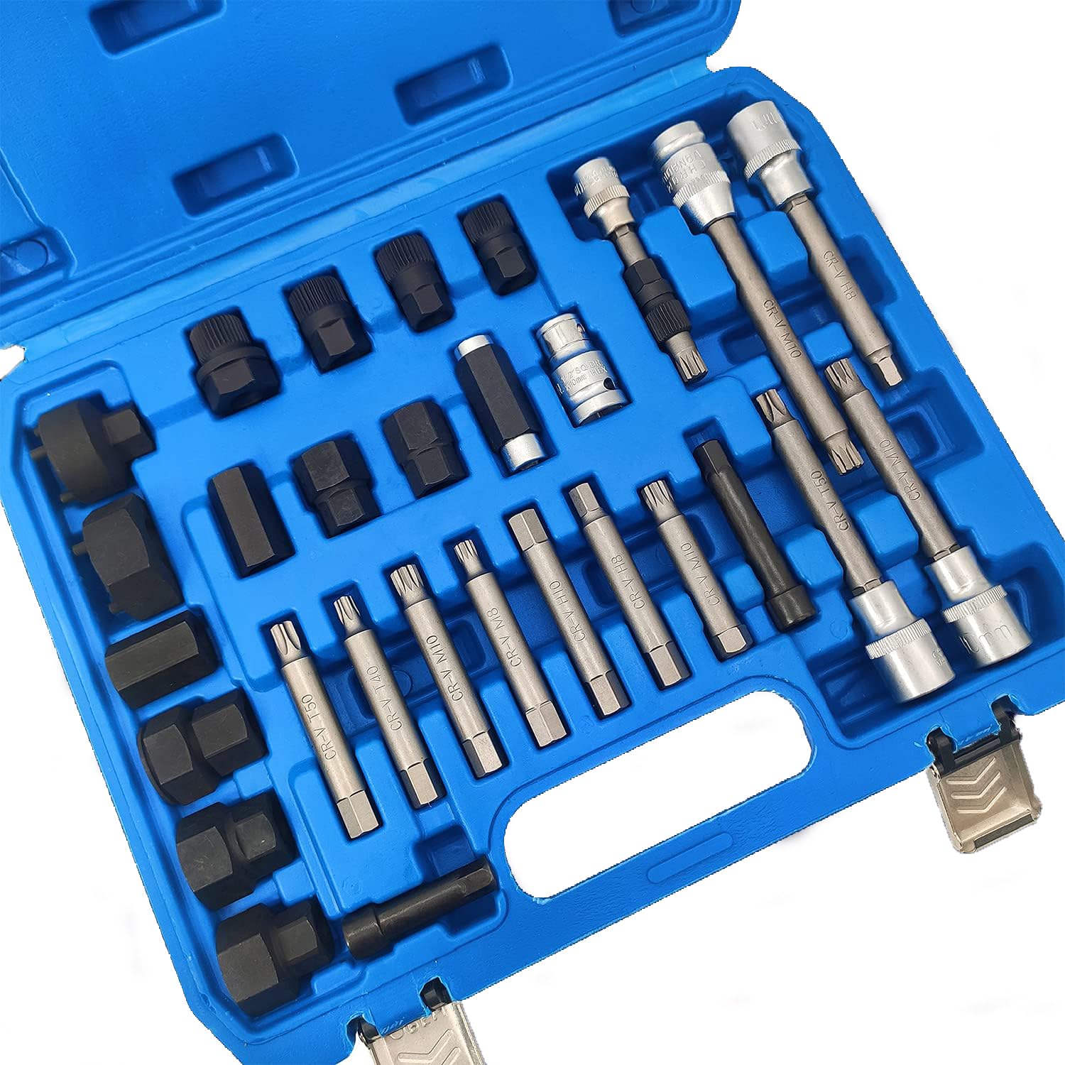 JOMAFA 30 Piezas Herramientas de Polea de Alternador 12.5 mm 1/2" Puntas para Alternador Llave Adaptador Para alternadores de Vehículos. Juego De Llaves y Puntas Para Alternador XZN TORX ALLEN