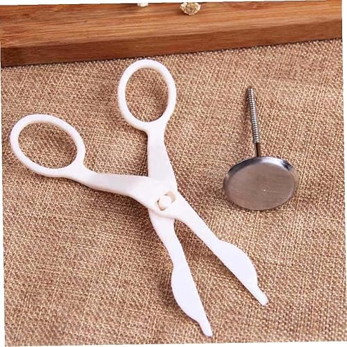 Miniatura 6 de 2 herramientas compactas para decoración de pasteles: tijeras de flores y juego de uñas de flores para tartas, acero inoxidable plateado y plástico,