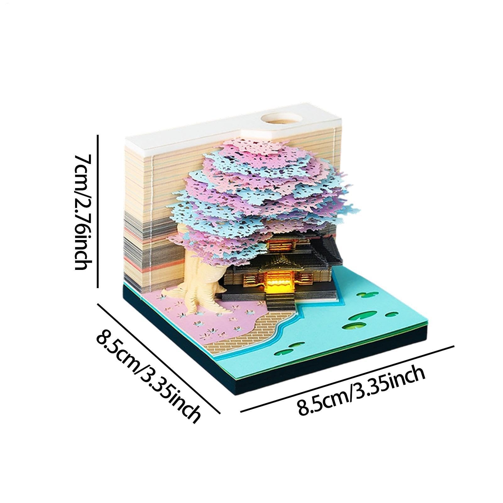 3D Kalender 2027 3D Schreibtisch Zeitmesser Schnitzerei Notiz-Block | Papier-Kalender-Skulptur Für Bücherregal, Homeoffice, Schule, Studentenwohnheim, Wohnung, Schlafzimmer, Wohnzimmer