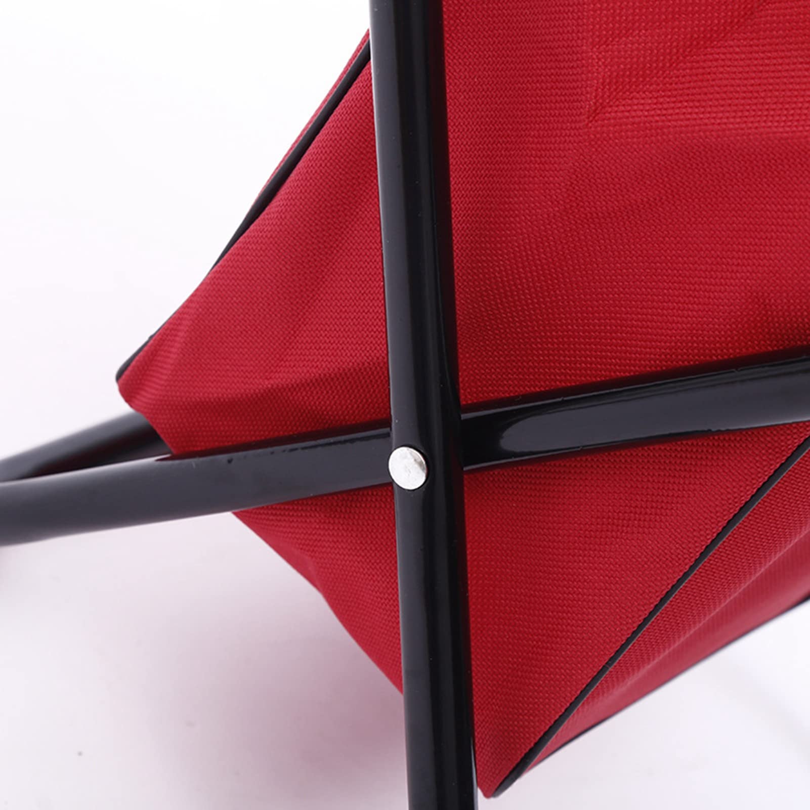 Chaise de camping portable en acier et tissu Oxford rouge avec poche
