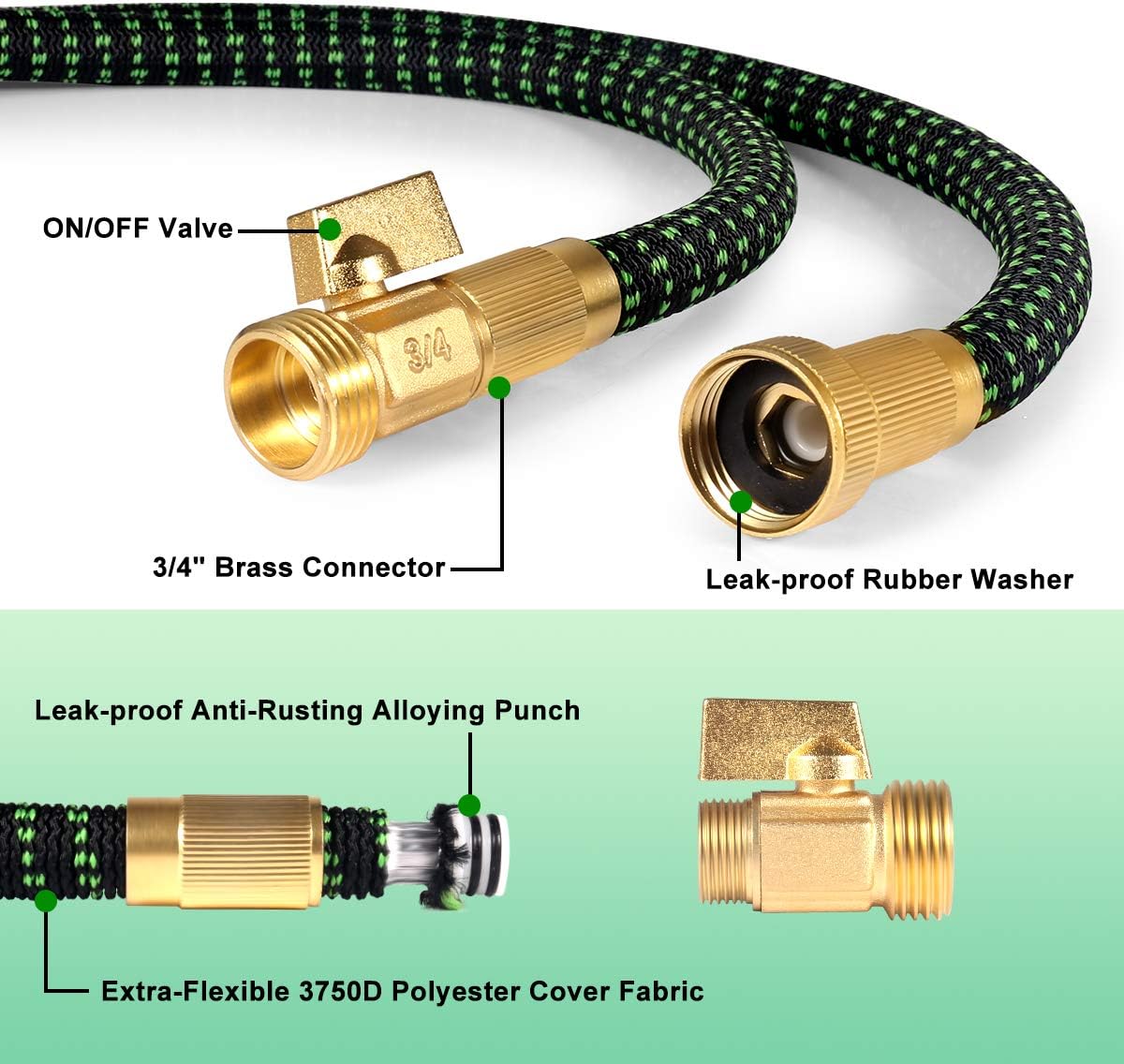 BalleBEeautiful Garden Hose 50 Ft, Retractable Water Hose with 9 Function Nozzle, Expandable Garden Hose with Solid Brass Connector, Nylon Leak-Free Hose, Garden Hoses for Watering and Washing : Everything Else