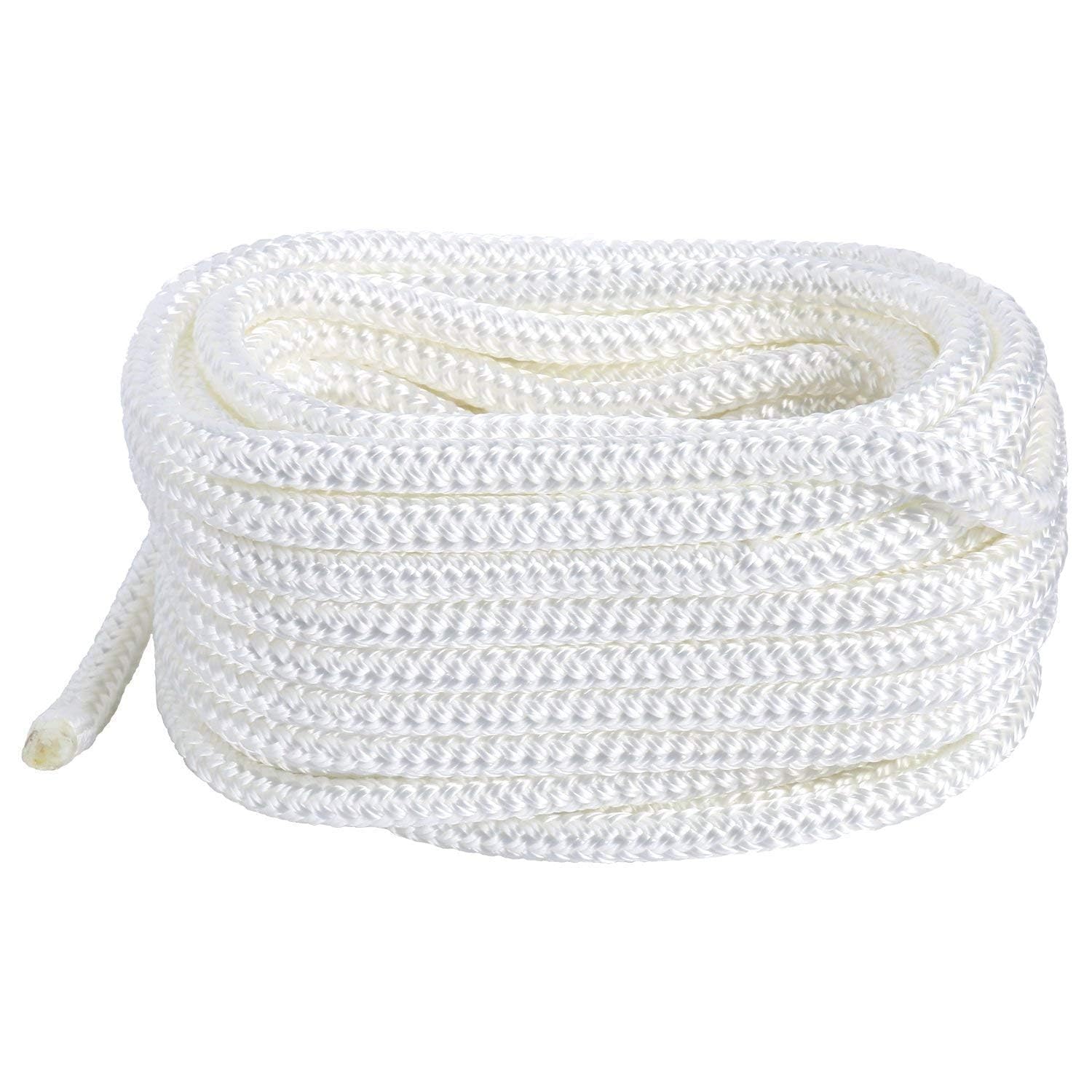 BOOMSTART 2 pezzi corda da ormeggio per barca da 16 mm con occhio in nylon doppio intrecciato, corda parabordi linee dock Ø 16 mm, L: 7,62 m, occhio 38 cm, carico di rottura: 3970 kg, bianco